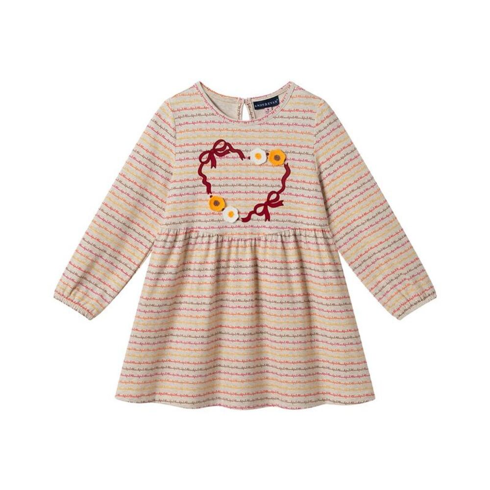Andy & Evan Girls  Thankful Printed Jersey Dress, Beige